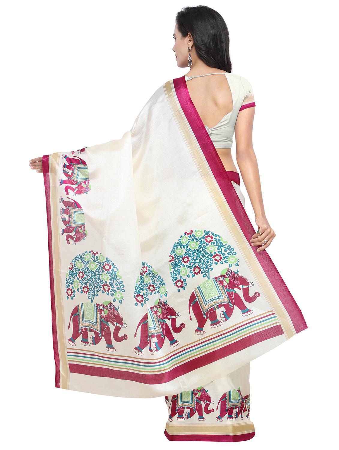 conversational printed saree with blouse - 17550987 -  Standard Image - 1