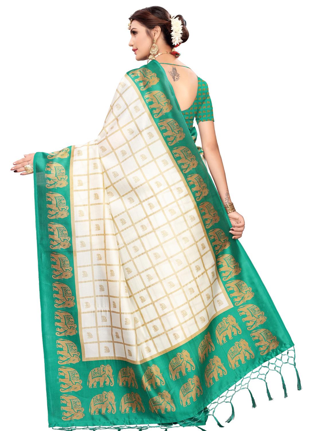 checkered printed saree  with blouse - 17551095 -  Standard Image - 1