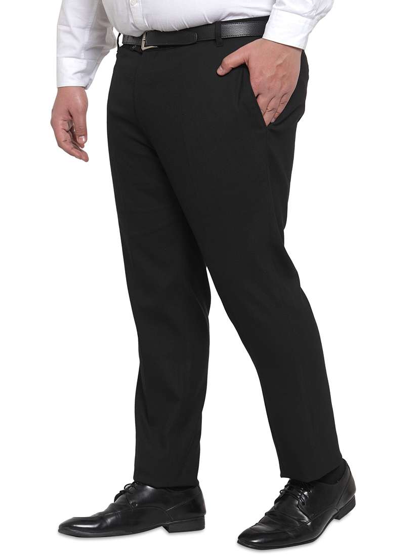 pluss black solid chinos  - 17551280 -  Standard Image - 1