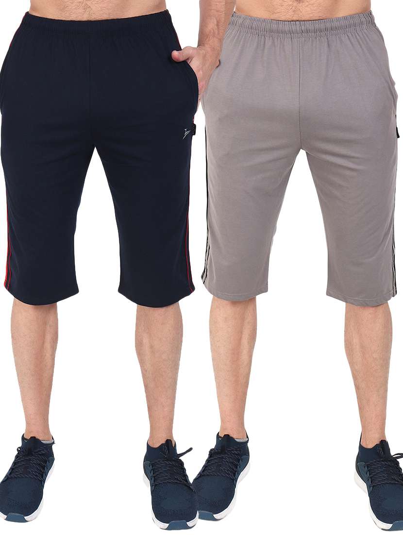 set of 2 multi colored side striped three - fourths