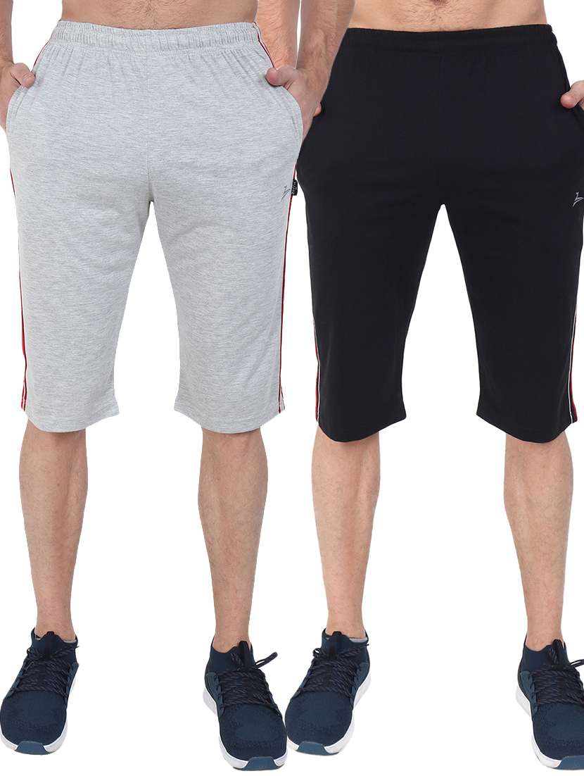 set of 2 multi colored side striped three - fourths