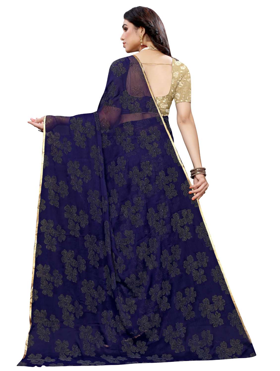 lace border embellished saree with blouse - 17553835 - Standard Image - 1