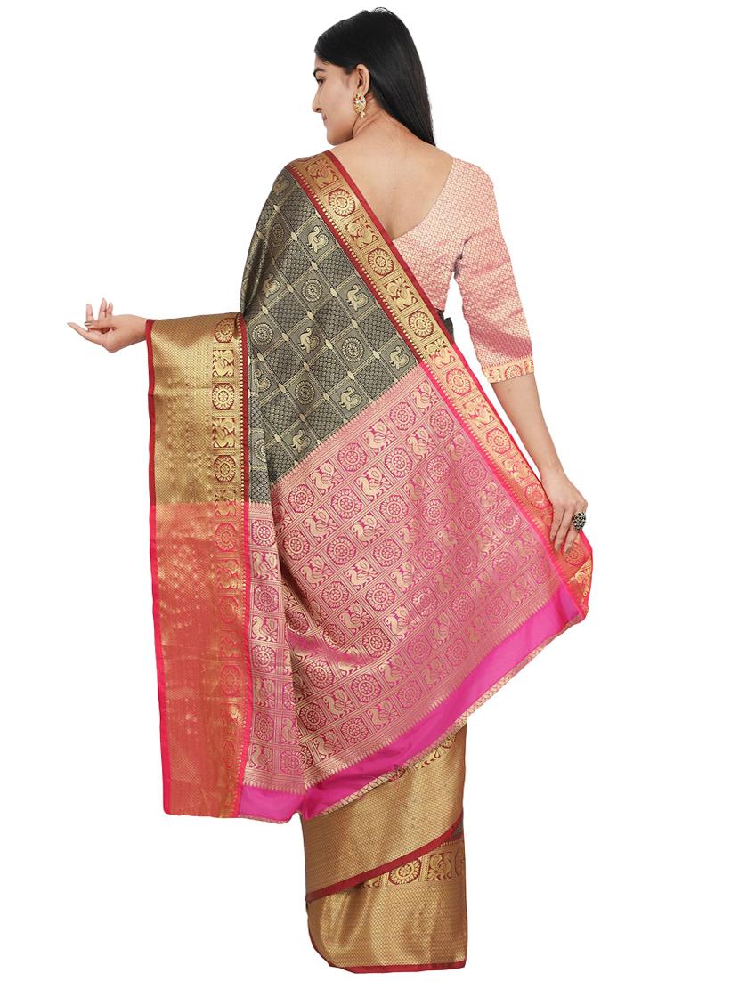 conversational banarasi saree with blouse - 17553906 - Standard Image - 1