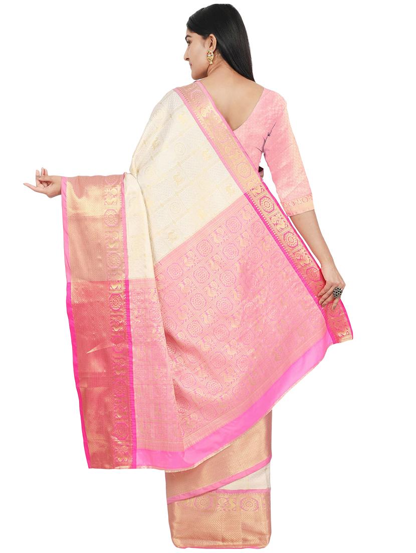 solid banarasi saree with blouse - 17553908 - Standard Image - 1