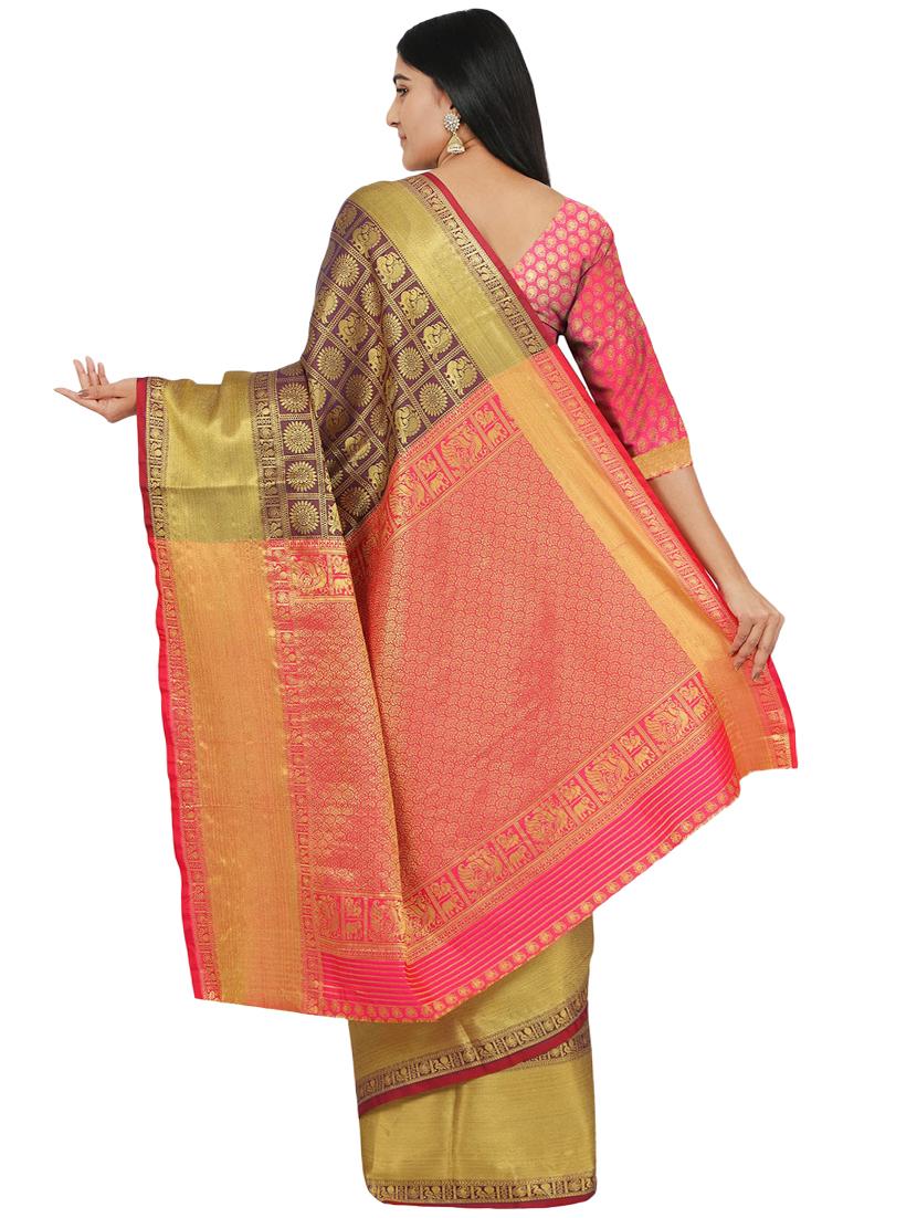 conversational banarasi saree with blouse - 17553924 - Standard Image - 1