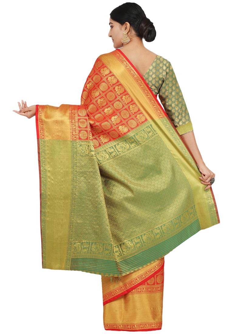 conversational banarasi saree with blouse - 17553926 - Standard Image - 1
