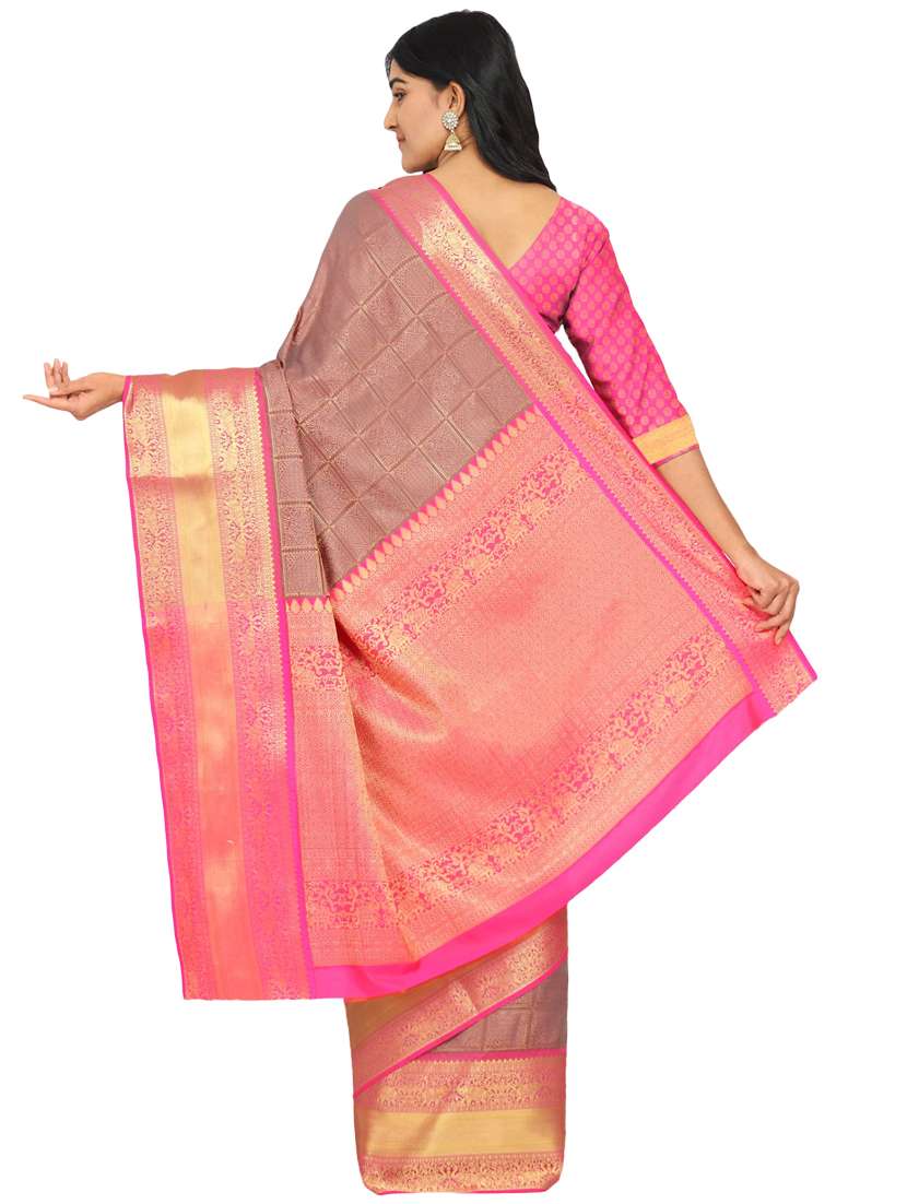 solid banarasi saree with blouse - 17553931 - Standard Image - 1