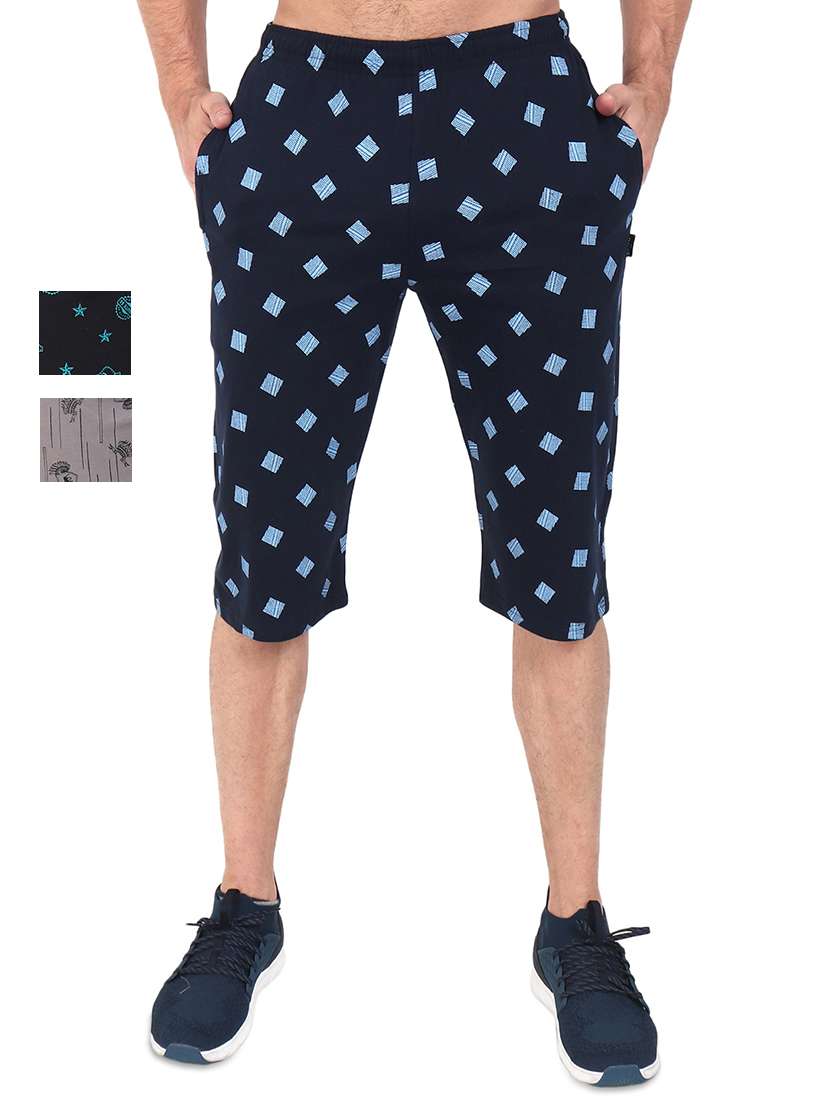 set of 3 multi colored printed three - fourths