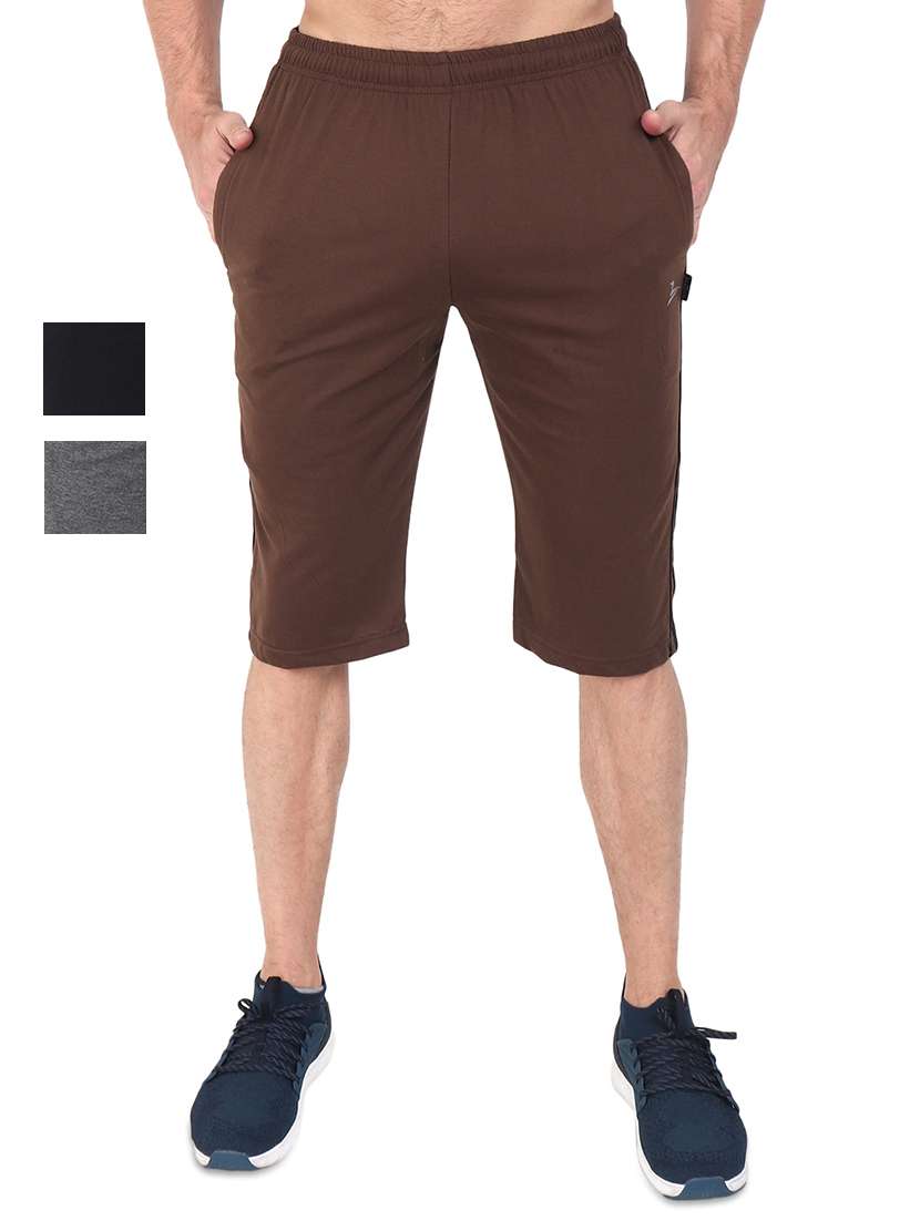 set of 3 multi colored side taped three - fourths