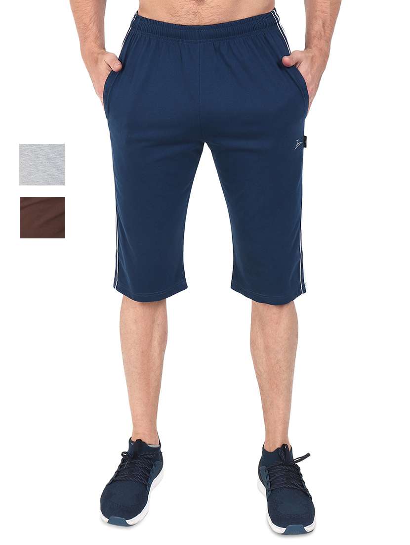 set of 3 multi colored side taped three - fourths