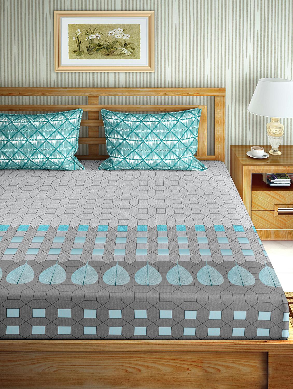 the oscar collection double bedsheet set super king size 180 tc cotton grey colour - 17554414 - Standard Image - 1
