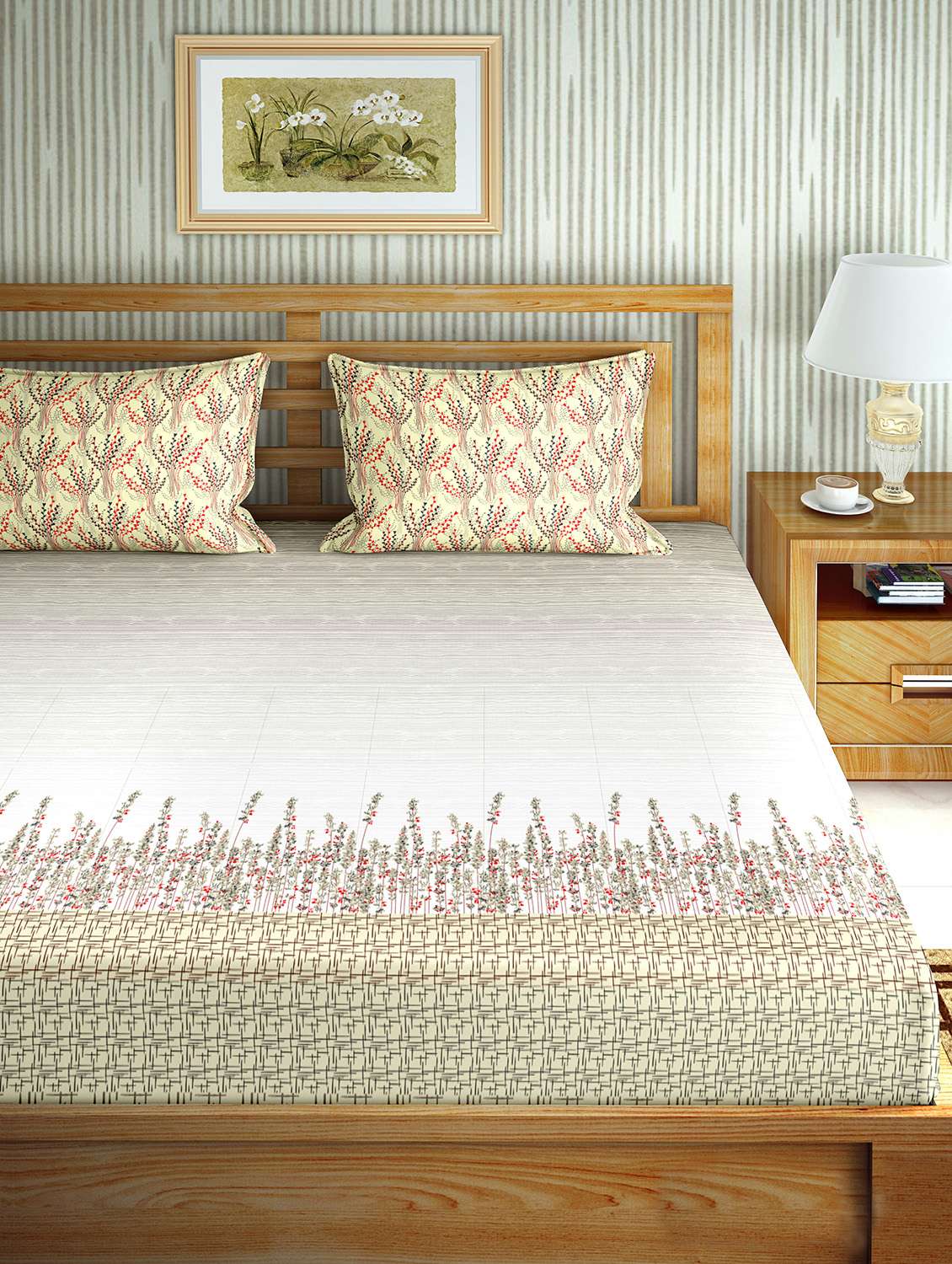 the oscar collection double bedsheet set super king size 180 tc cotton green colour - 17554485 -  Standard Image - 1