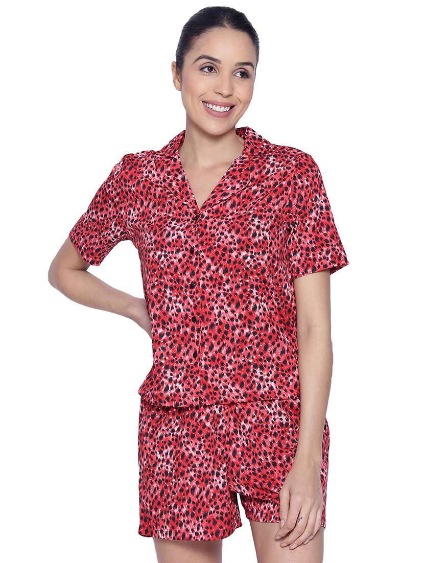 printed nightwear shorts set 