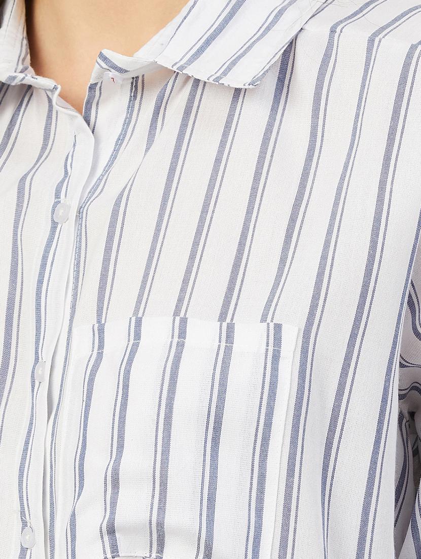 curved hem striped shirt - 17555301 - Standard Image - 4