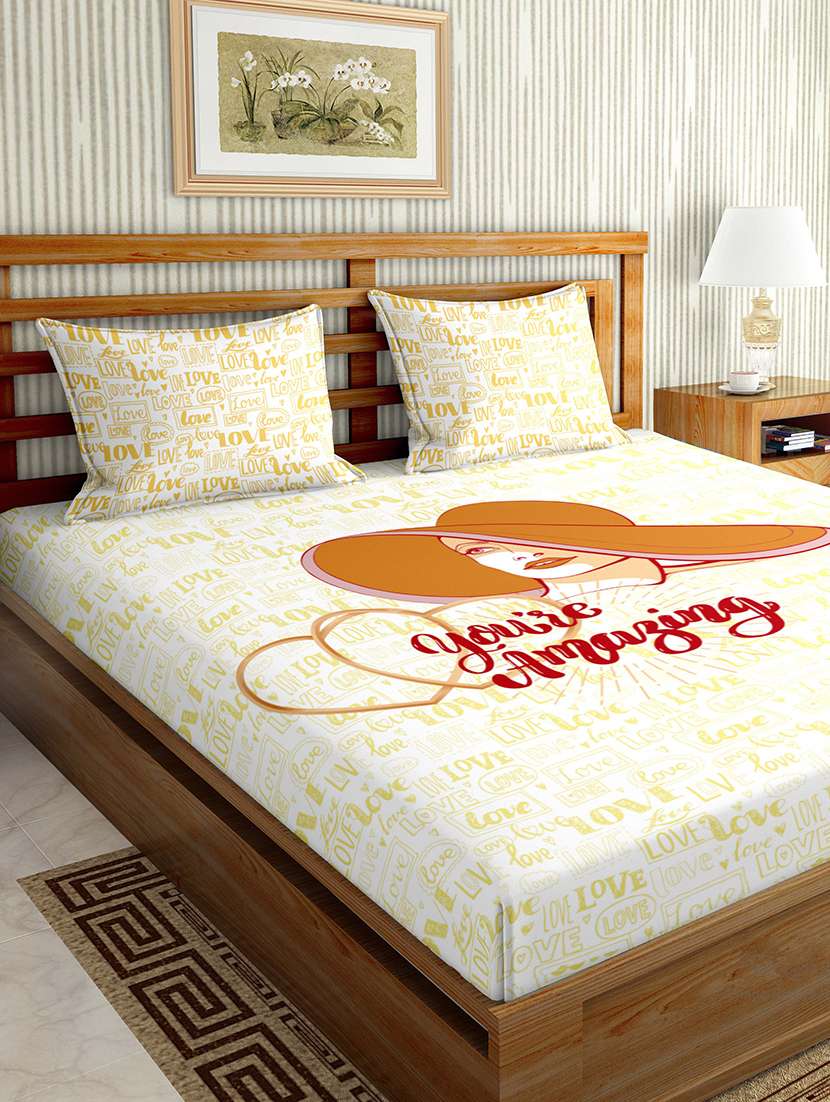 mysterious double bedsheet set king size 180 tc cotton green colour