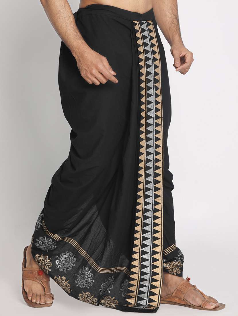 black printed dhoti - 17555746 -  Standard Image - 1