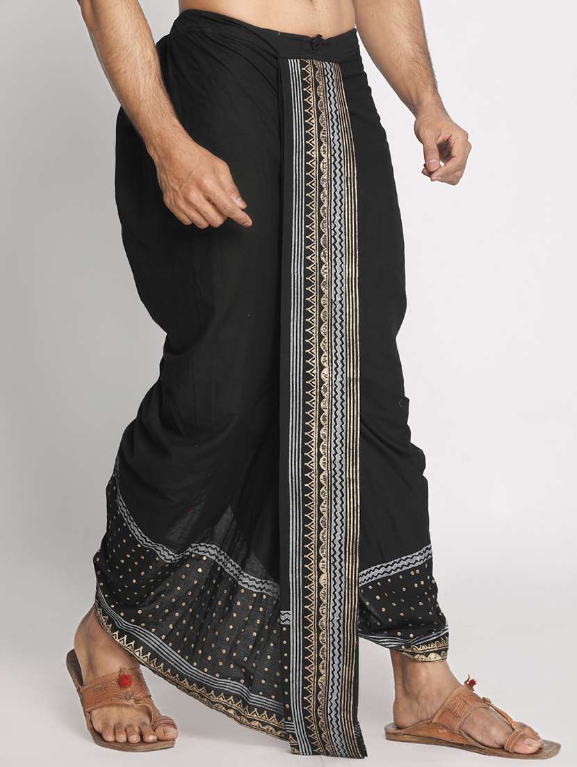 black printed dhoti - 17555749 -  Standard Image - 1