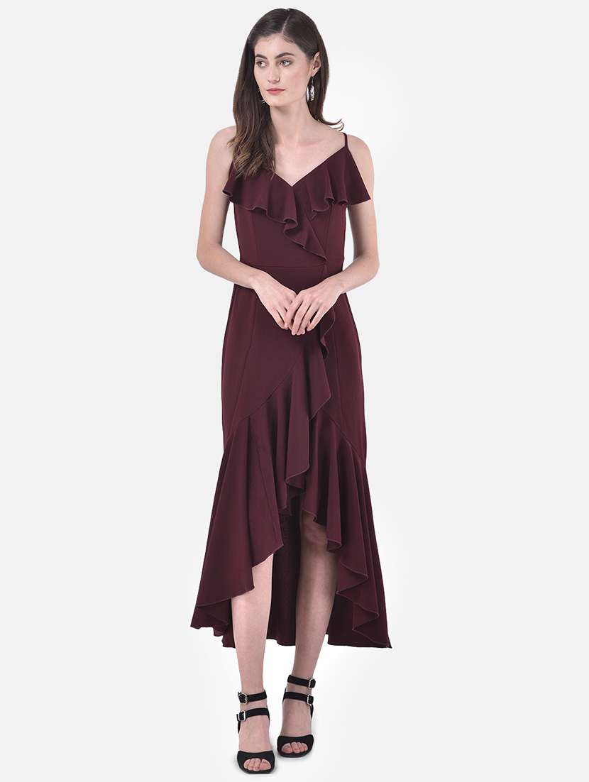 ruffled high low dress