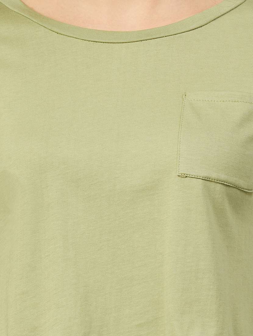 round neck solid crop tee - 17557338 -  Standard Image - 4