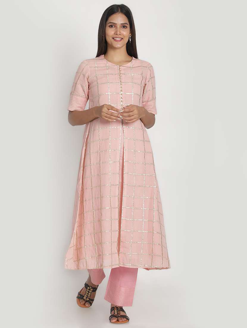 checkered kurta pant set