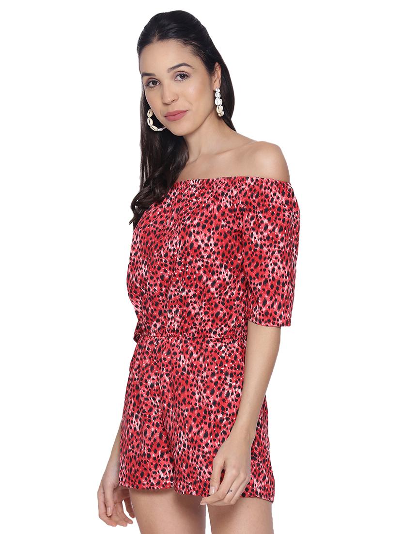 off shoulder printed romper - 17557554 - Standard Image - 1