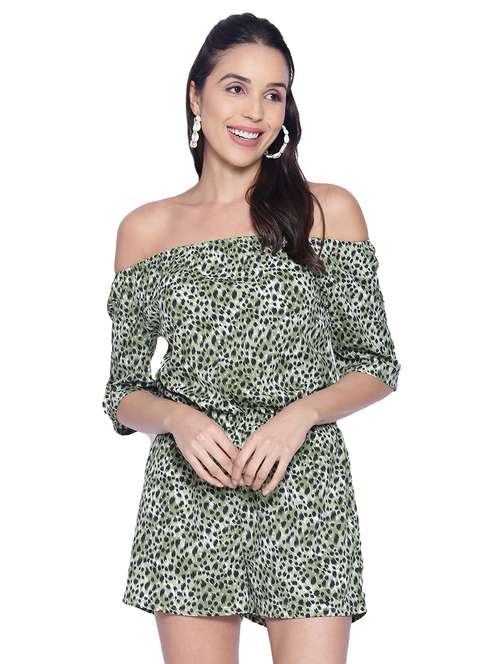 off shoulder printed romper  - 17557556 -  Standard Image - 0