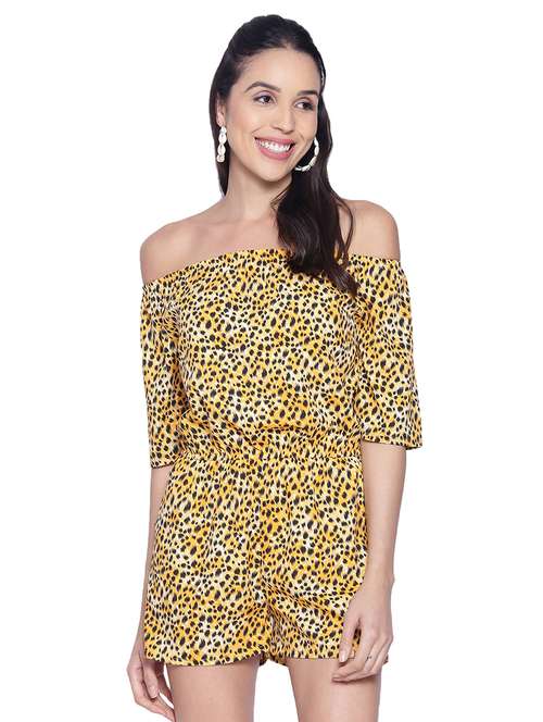 off shoulder printed romper  - 17557557 -  Standard Image - 0