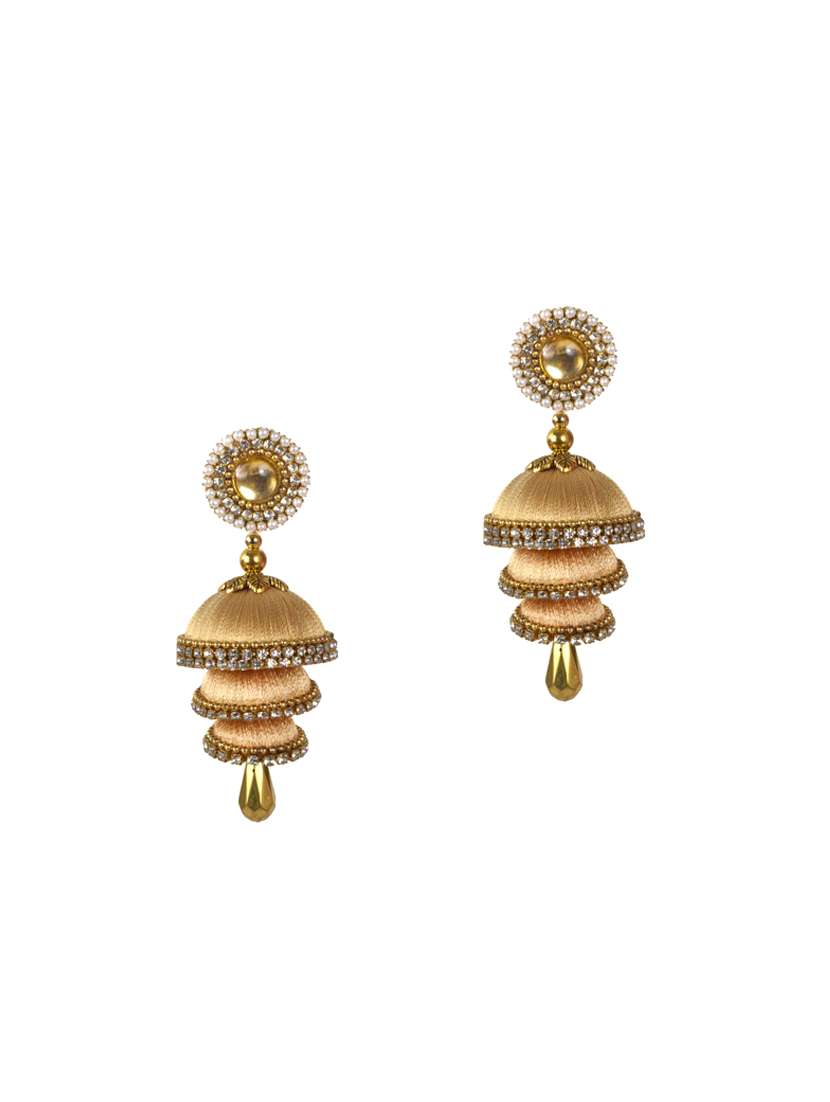 gold cotton blend jhumka earring - 17557670 -  Standard Image - 1