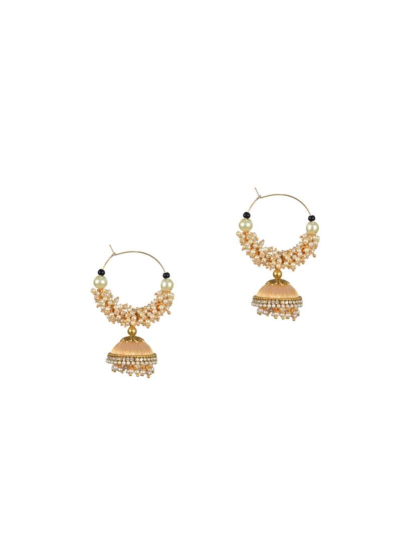 gold cotton blend jhumka earring - 17557678 -  Standard Image - 1