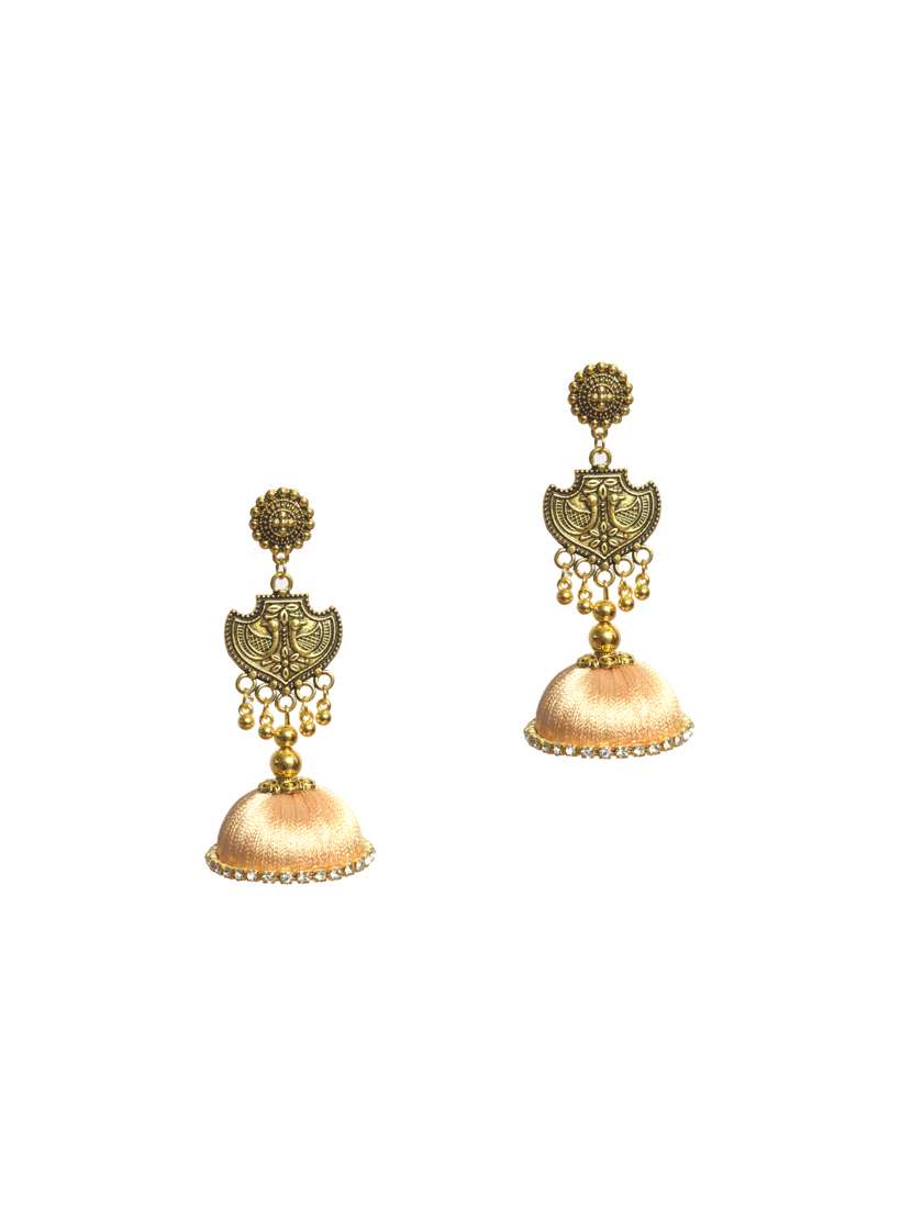 gold cotton blend jhumka earring