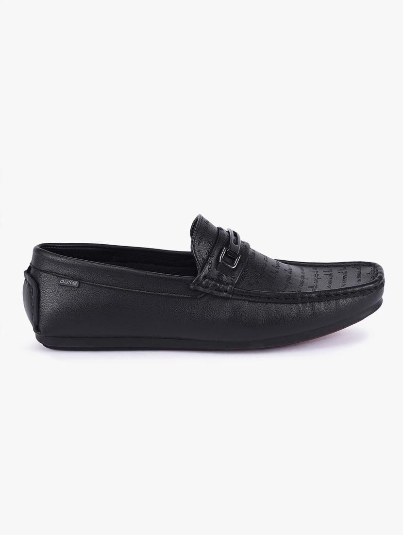 black synthetic slip on loafers - 17558198 - Standard Image - 1