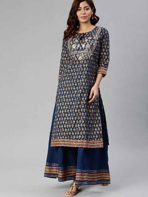 printed kurta palazzo set - 17558445 - Standard Image - 0