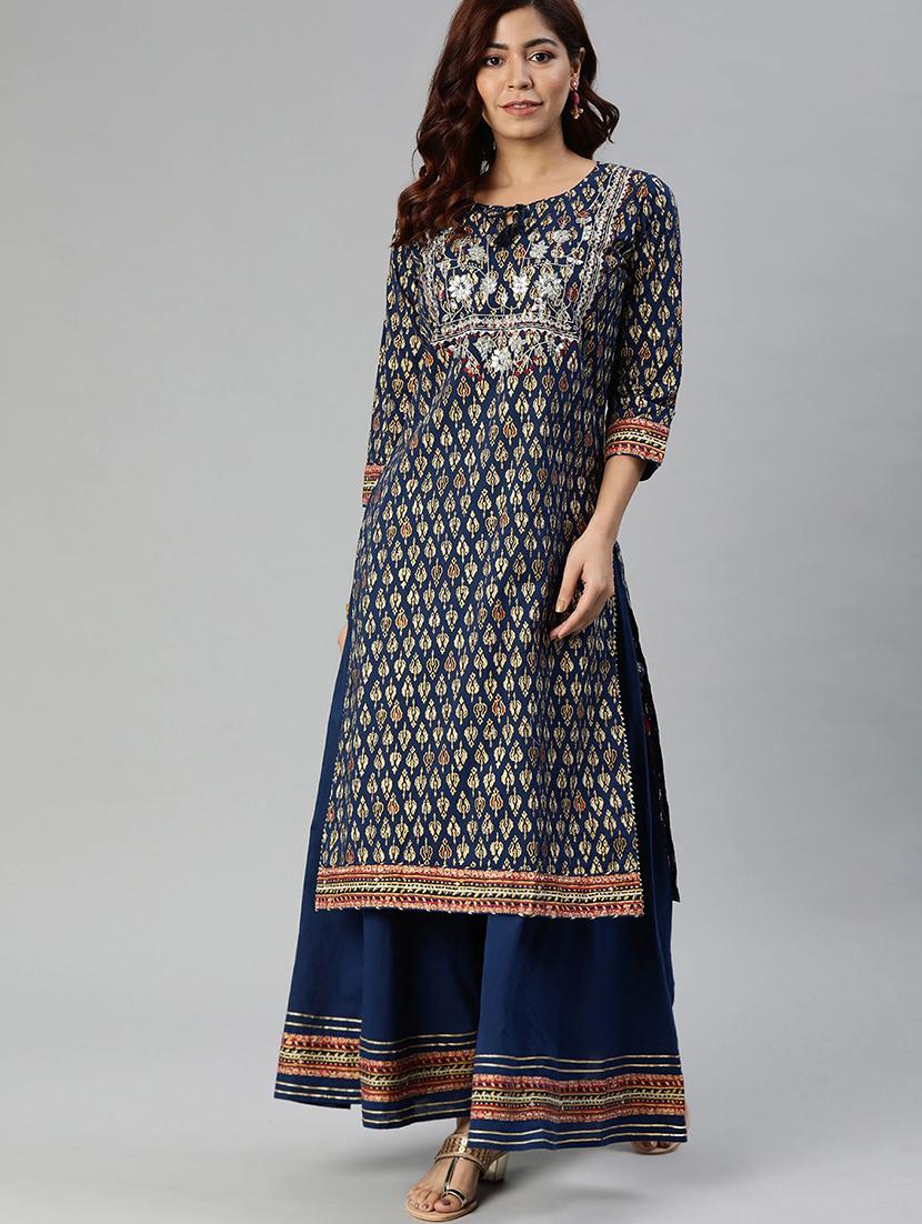 printed kurta palazzo set - 17558445 - Zoom Image - 0