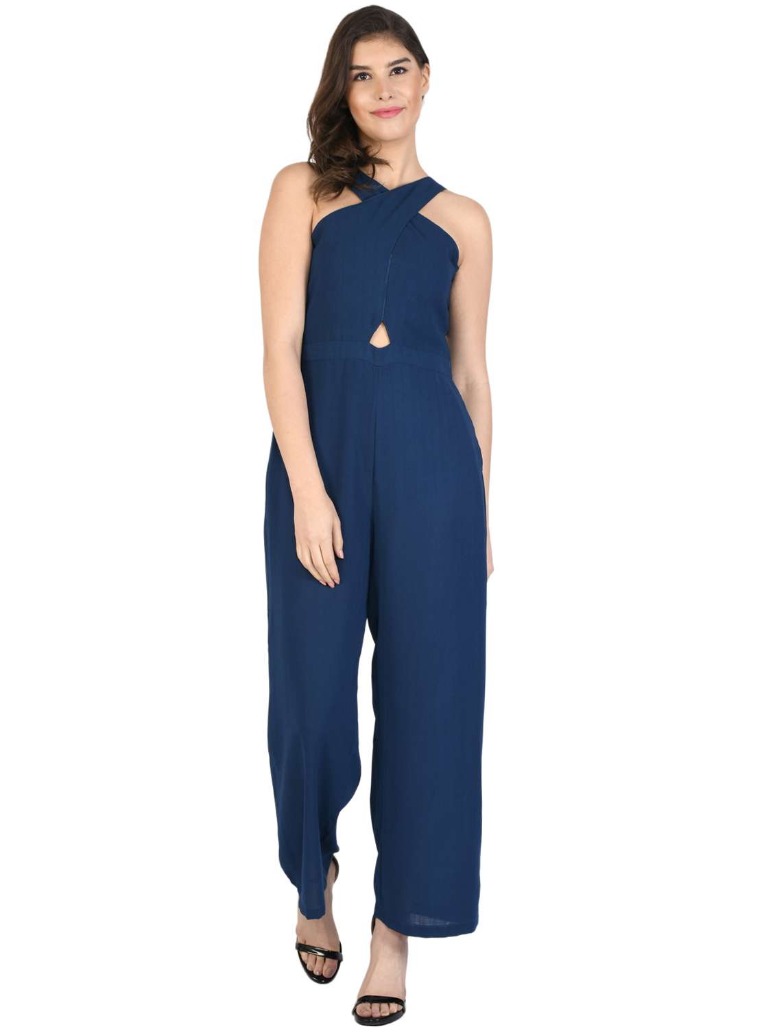 halter neck full leg jumpsuit