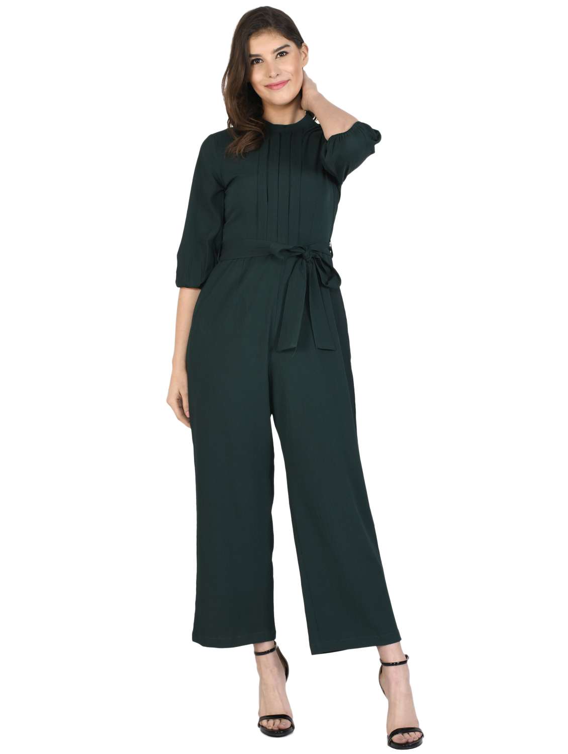 tie front full leg jumpsuit