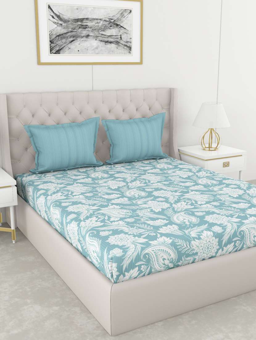 bianca 210tc satin 100% cotton king-size double bedsheet with 2 pillow cover - double-mercerized finish -3pc set- (chantal)