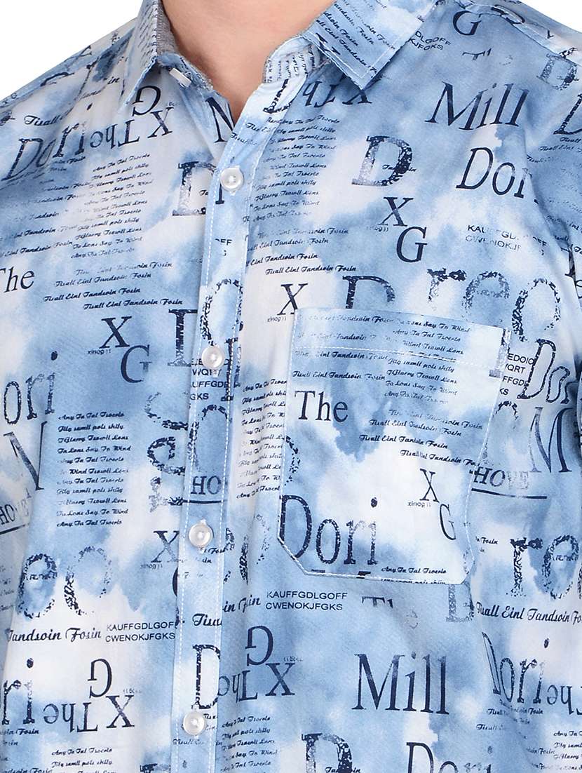 blue printed casual shirt - 17559964 -  Standard Image - 4