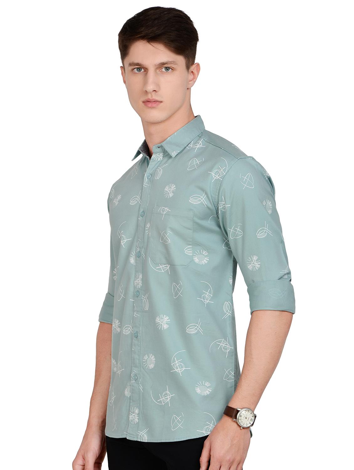 green printed casual shirt - 17559968 - Standard Image - 1
