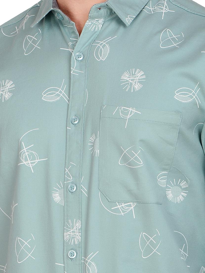 green printed casual shirt - 17559968 - Standard Image - 4