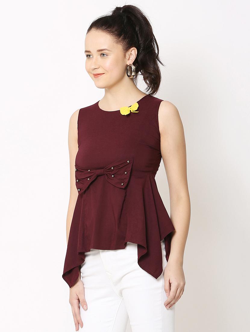 women's asymmetric round neck top - 17562504 - Standard Image - 1