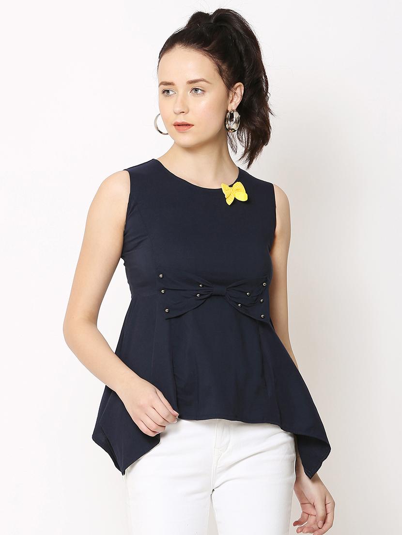 women's asymmetric round neck top - 17562505 - Standard Image - 1