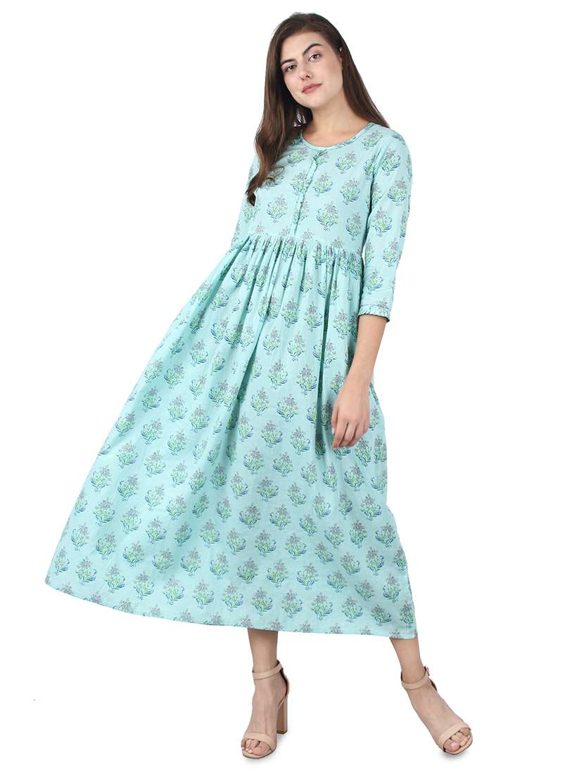 floral print flared ethnic dress