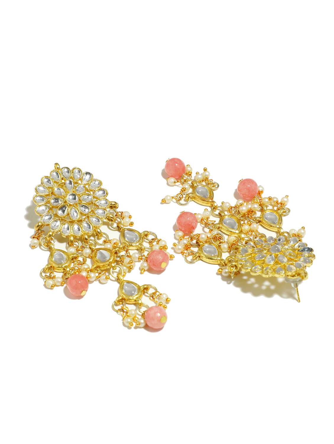 orange metal earring and maang tikka set - 17562777 -  Standard Image - 4