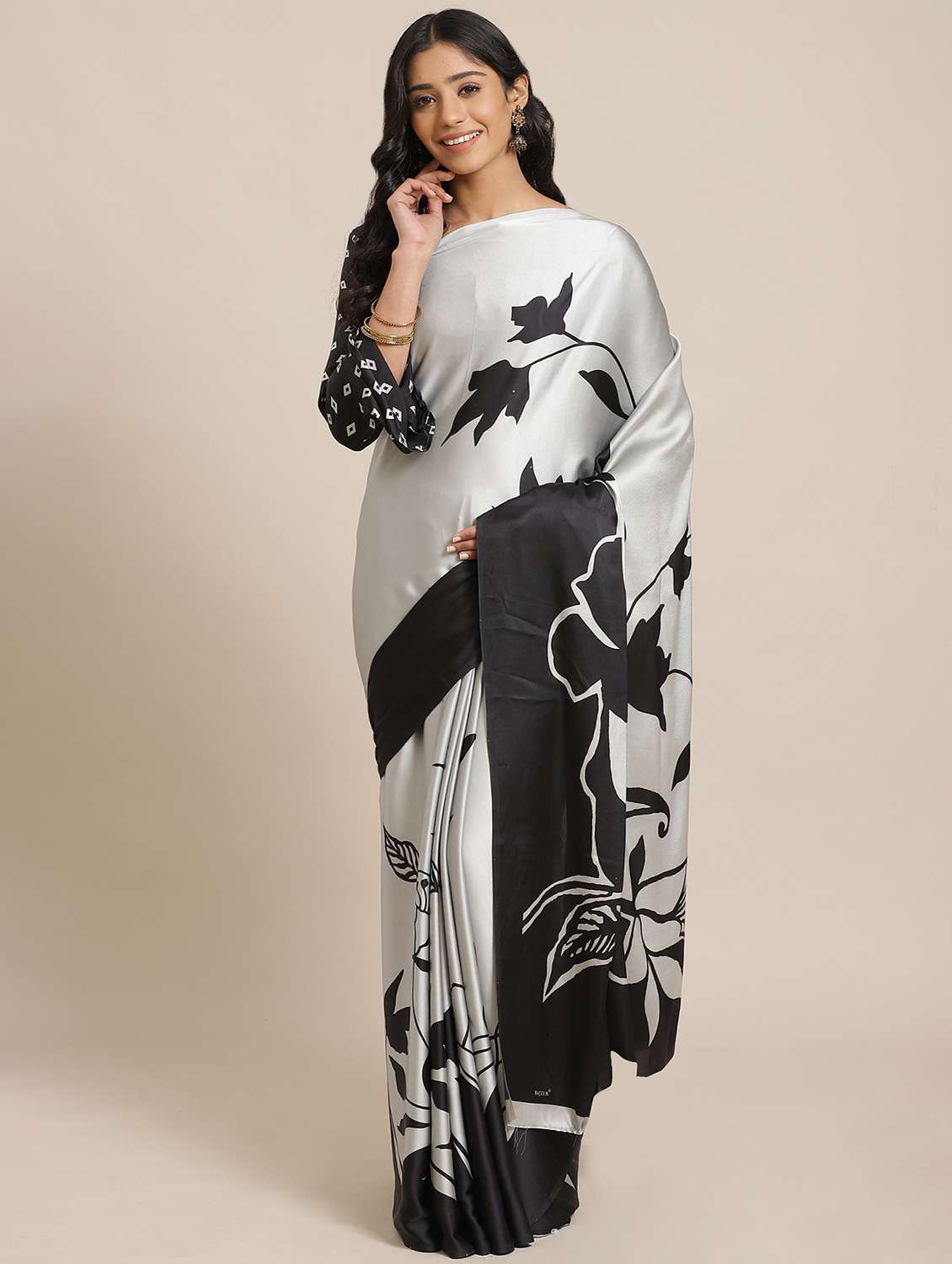 floral printed saree with blouse