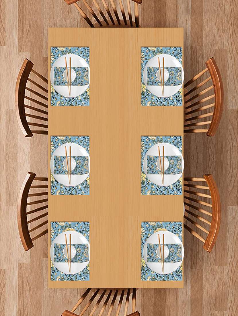 texstylers block printed pure cotton jaipuri print mat and napkin set(6 mat and 6 napkins)
