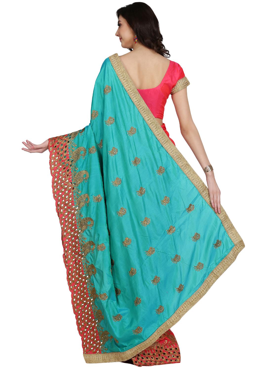 embroidered half & half saree - 17563290 - Standard Image - 1