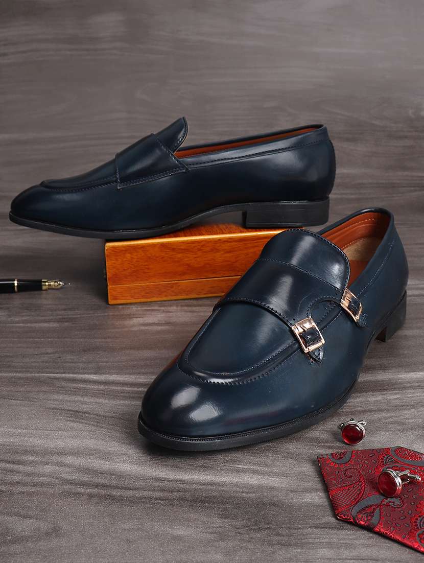 blue patent leather slip on loafers
