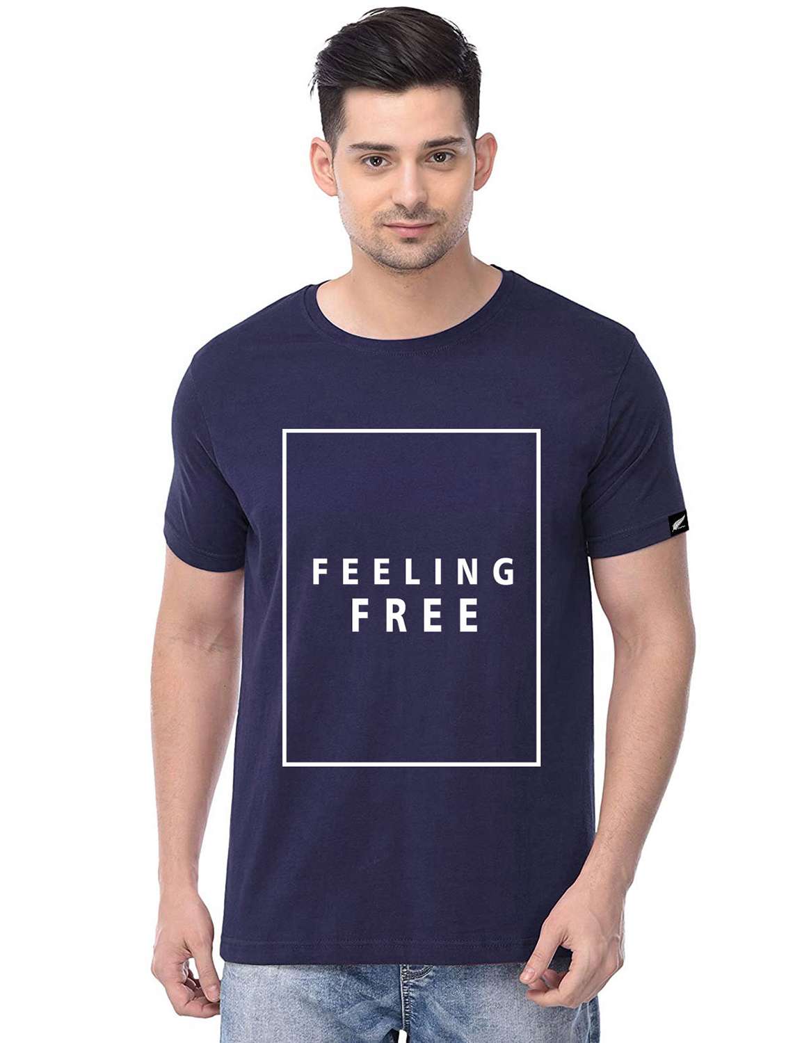 navy blue front print t-shirt 