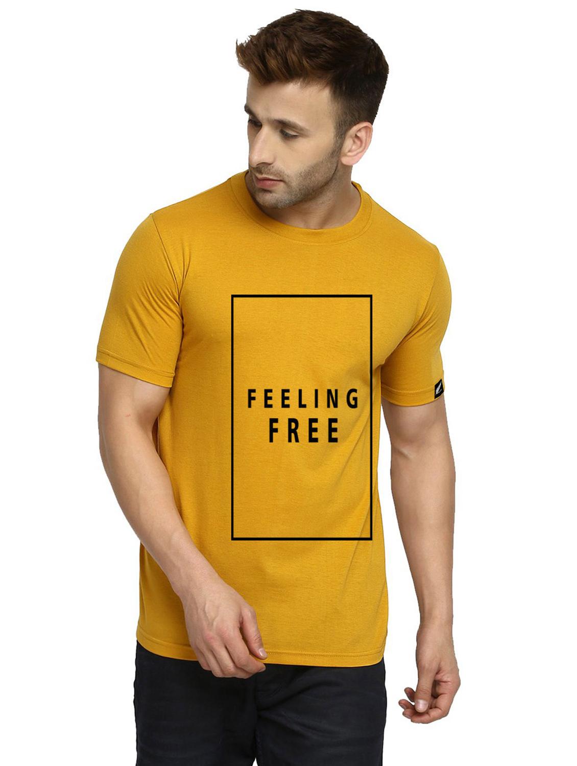 yellow front print t-shirt 