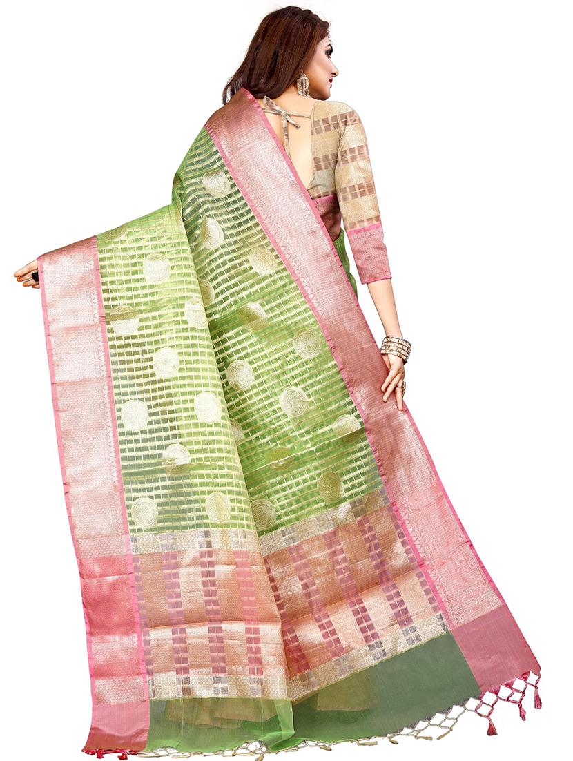 checkered banarasi saree with blouse - 17563539 - Standard Image - 1